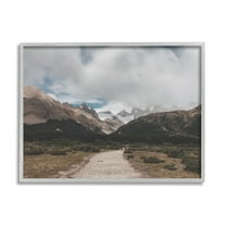 Stupell Industries Cloudy Mountain Peaks Nature Photography Gray Framed Art Print Wall Art, 14 x 11