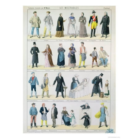 Costume Designs For an Adaptation of Les Miserables by Victor Hugo Print Wall Art By Jules Marre