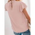 thumbnail image 2 of Weardear Womens Crewneck Tops Lace Crochet Pom Pom Shirt Flowy Short Sleeve Casual Shirts Blouses Tops, 2 of 5