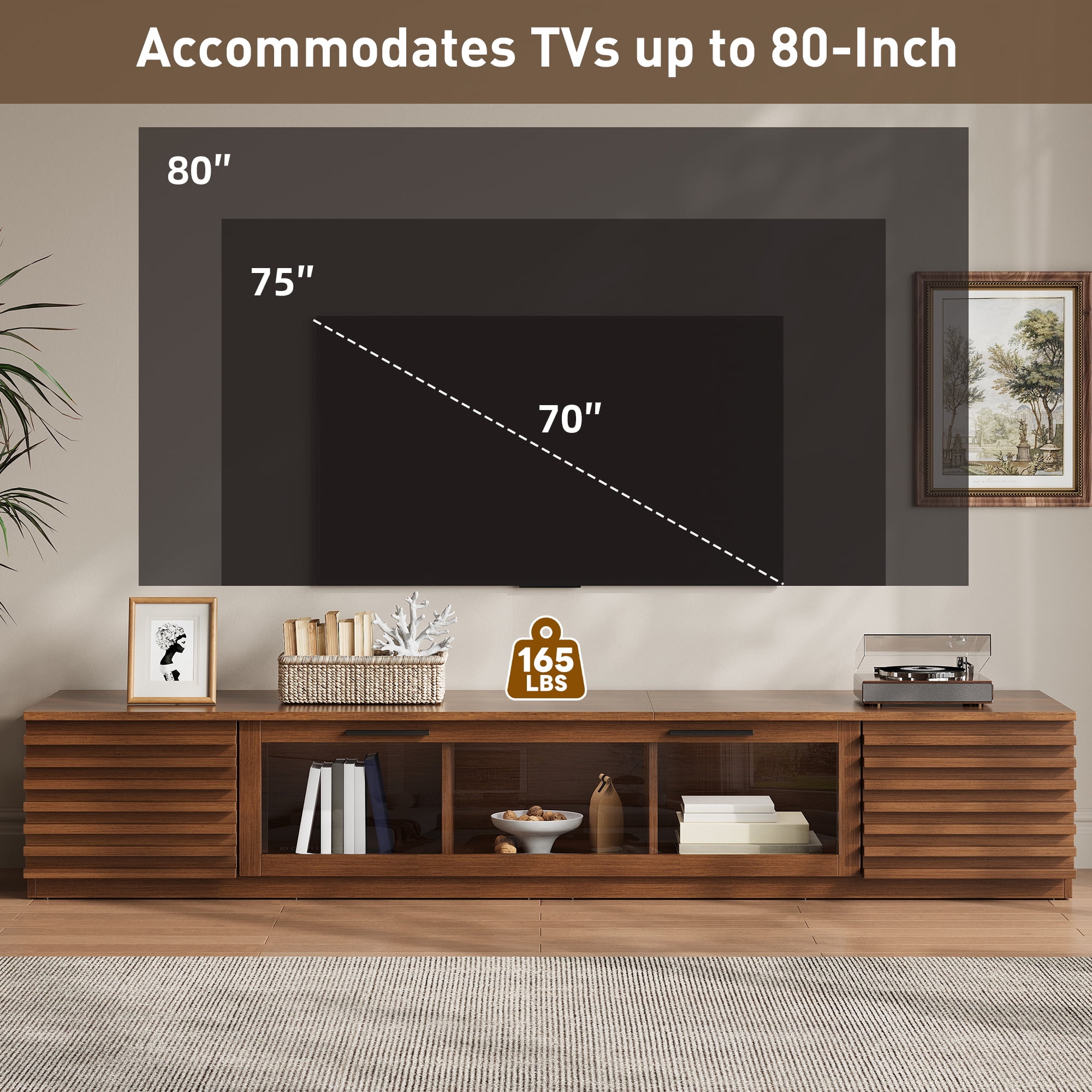 Homy Casa Entertainment TV Console, Media Stand with Storage for Living Room and Bedroom