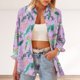 thumbnail image 4 of Camisetas de Cuello en V de Manga Larga para Mujeres con Estampado Navideño, Blusa Casual Delantera con Botón para Uso Diario, 4 of 9