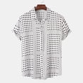thumbnail image 2 of Penkiiy Men Casual Buttons Beach Non-positioning Print Turndown Short Sleeve Shirt Blouse L White, 2 of 9