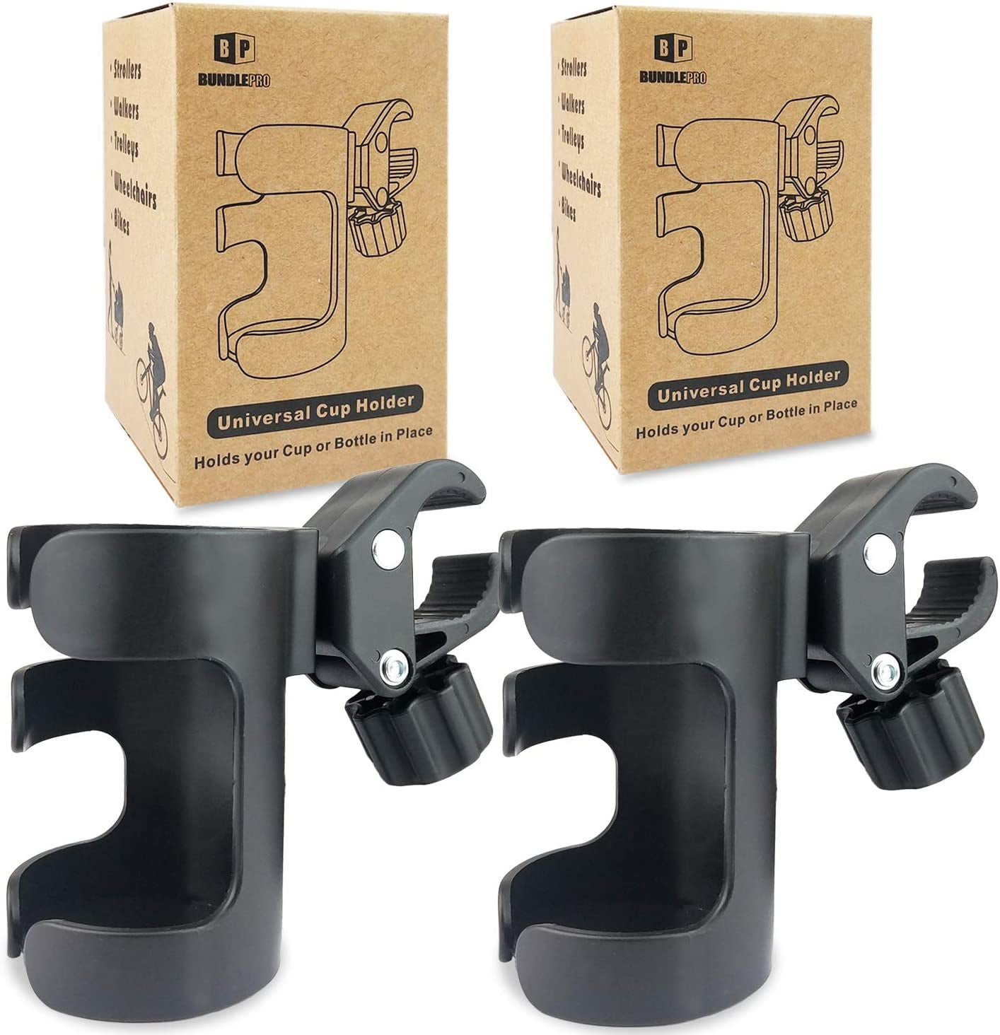 Pack of 2 Stroller Cup Holders, Universal Drink Holder for Bikes