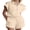 Apricot, variant on Women Two Piece Outfits Tracksuit Half Zip Lapel Cap Sleeve Sweatshirt High Waist Drawstring Shorts Set Sweatsuit
