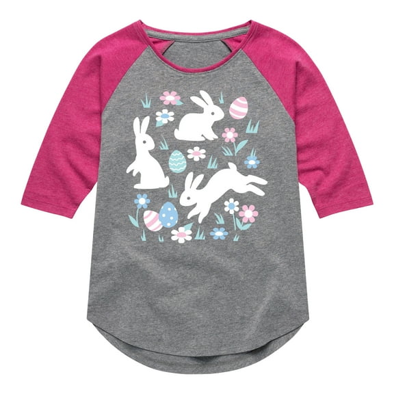 Instant Message - Easter Scene - Toddler & Youth Girls Raglan Graphic T-Shirt