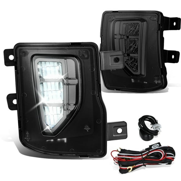 DNA Motoring For 16-19 Chevy Silverado 1500 FULL LED Front Face Bar Fog Lamps Pair Smoked w/Wiring Switch