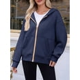 thumbnail image 6 of Hoodies for Women Sweatshirt Zip Up Hoodie Fall Fashion Trendy Long Sleeve Jackets Winter Clothing Outfits Navy S, 6 of 8