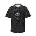 thumbnail image 1 of Balery Ornate Dark Skull Book Camisas hawaianas de manga corta para hombre, camisas playeras de corte holgado, camisas de vacaciones con botones,XX-Large, 1 of 7
