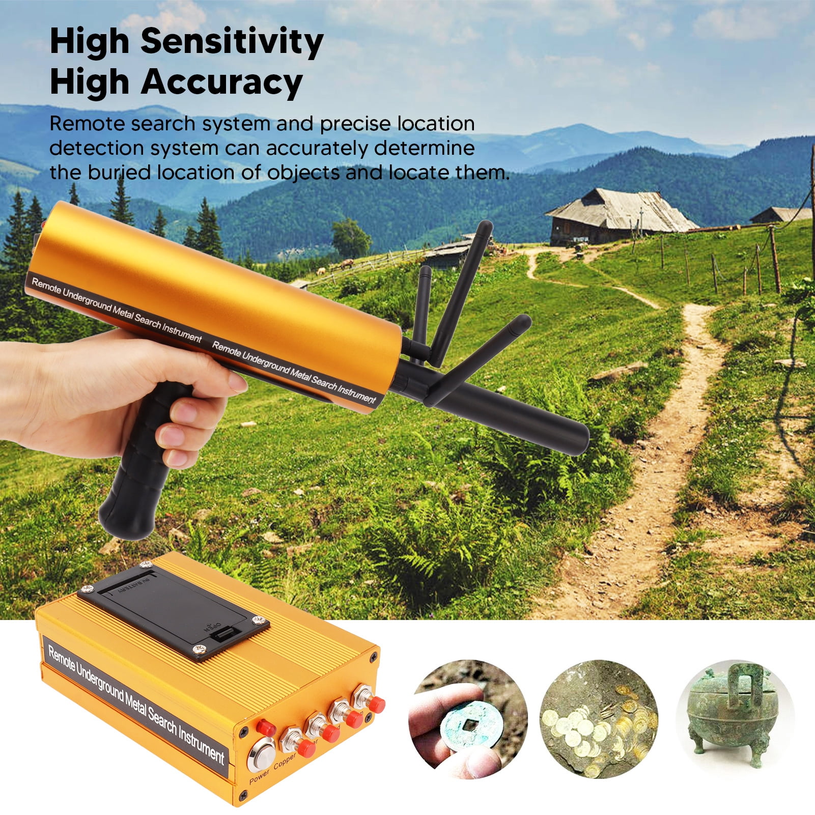 Gold Detector, Aluminum Metal Detector Accurate 25m Depth  For Copper