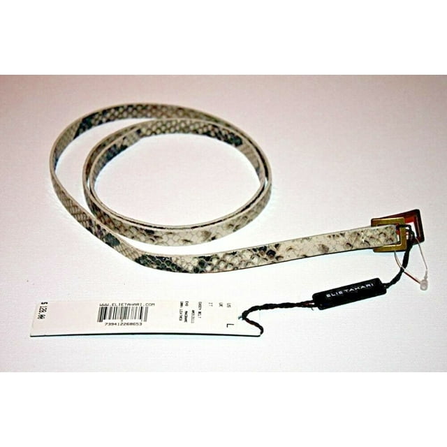 $128 ELIE TAHARI Slim SKINNY Casey BELT Python LEATHER Made in USA ( L )