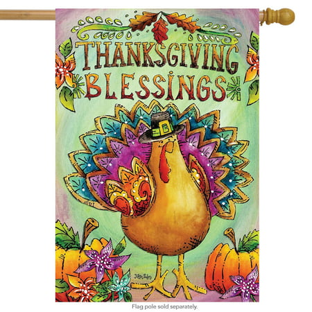 Thanksgiving Blessings Turkey House Flag Holiday Pilgrim Hat 28