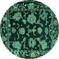 thumbnail image 1 of Ahgly Company Machine Washable Indoor Round Oriental Turquoise Blue Traditional Area Rugs, 4' Round, 1 of 4