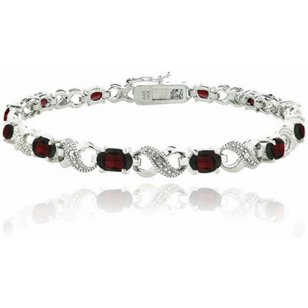 January Birthstone Bracelet - 6.6 Carat T.G.W. Garnet and Diamond Accent Silver-Tone Infinity Links Bracelet