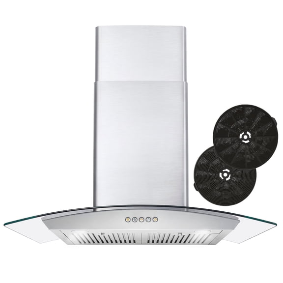 30 in. Vista Collection Ductless Wall Mount Range Hood, Button Controls, LED Lights, Stainless Steel