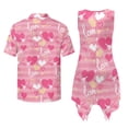 thumbnail image 6 of Psesaysky Couple Valentine's Day Outfit Matching Clothes for Husband Wife Pink Love Stripe Print Sleeveless Flared Sundress or Button Down Hawaiian Aloha Shirt for Date/Wedding, 6 of 7