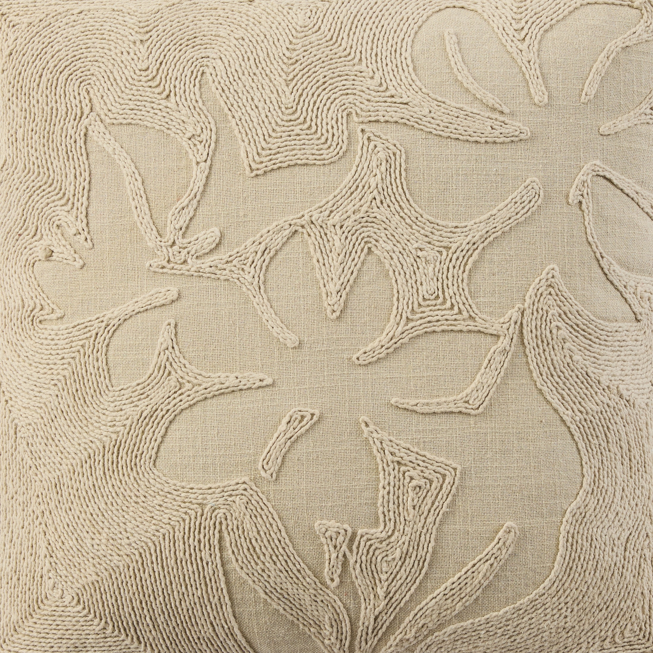 Better Homes & Gardens Sophia Floral Embroidered Throw Pillow Cover, Latte Swirl, 18x18 Inch, 1 Count