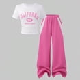 thumbnail image 2 of Toddler Girl Outfits Summer Clothes Set California Print Short Sleeve Top and Color Block Wide Leg Pants Set Kids School Fashion Suit 7-8 Years, 2 of 6