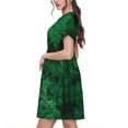 thumbnail image 2 of Balery Green Leave Fern Vestidos sueltos de manga corta para mujer, vestidos de verano 2025, vestidos casuales de corte A con vuelo., 2 of 6