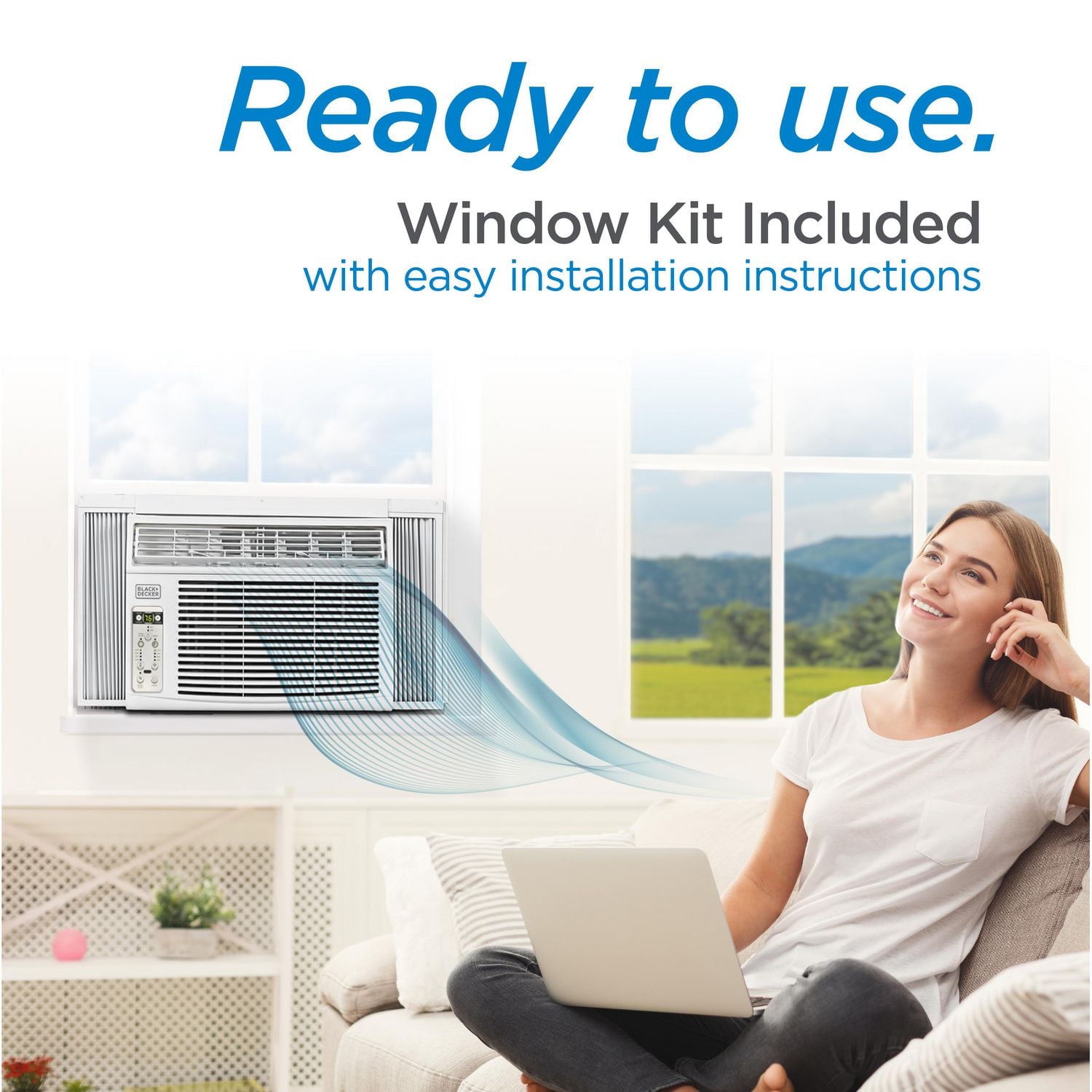 BLACK+DECKER BD08WT6 8000 BTU Window Air Conditioner Unit, AC Cools Up to 350 Square Feet, Energy Efficient, White