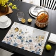 thumbnail image 3 of Navy Blue Spring Floral Placemats Set of 4, Elegant Pastoral Flowers Watercolor Placemats for Dining Table, Place Mats for Kitchen Tabletop, Waterproof Wipeable Dining Table Mats Set, 3 of 9
