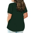 thumbnail image 3 of ZQGJB Plus Size Summer T-Shirts for Women Trendy Solid Color Short Sleeve Crewneck Pullover Tops Loose Lightweight Comfy Baggy Tunic Blouse Army Green XXXXL, 3 of 5