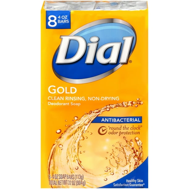 Dial Antibacterial Bar Soap, Gold, 4 oz, 8 bars