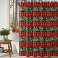 thumbnail image 4 of Green Pine Cones Shower Curtain, Christmas Winter Red Buffalo Plaid Waterproof Fabric Shower Curtains with 12 Hooks, Bathroom Curtain Set for Bathroom Accessories Decor, 66 x 72 Inches, 4 of 9