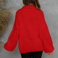 thumbnail image 5 of Homgro Women's Quarter-zip Pullover Sweater Long Sleeve Zip Up Winter Warm Tops Red Small, 5 of 5
