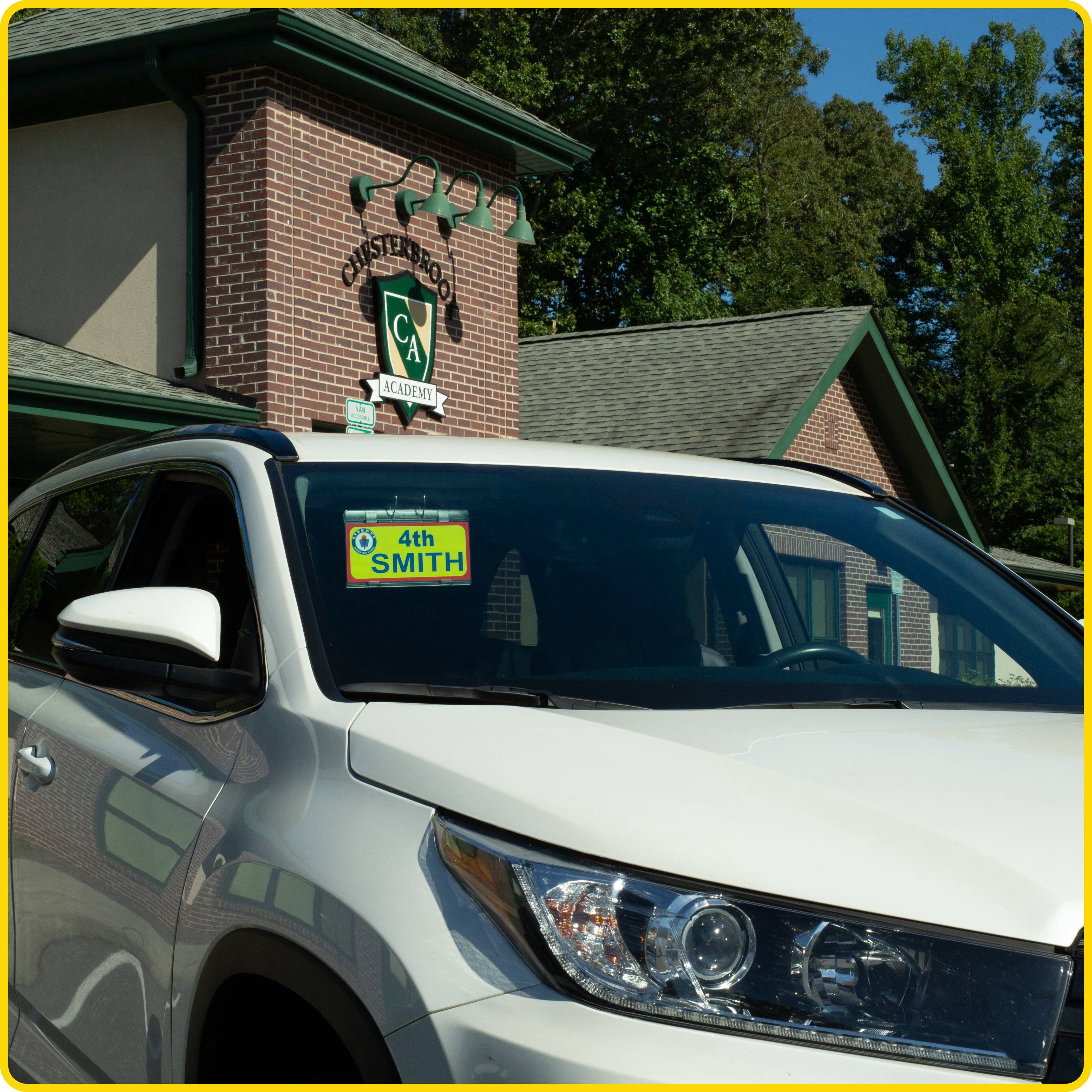 JL Safety® Elementary & Daycare Student Pick-Up Permit Cover & Holder – Visortag® VTSH140. Easily display and swing away your permit. Visor-mounted, patented, Made in USA.