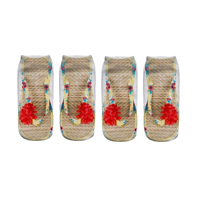 Two Pairs 3D Pattern Manicure Print Socks Funny Hidden Running Socks Women Personalized Stockings compression stockings Multicolor