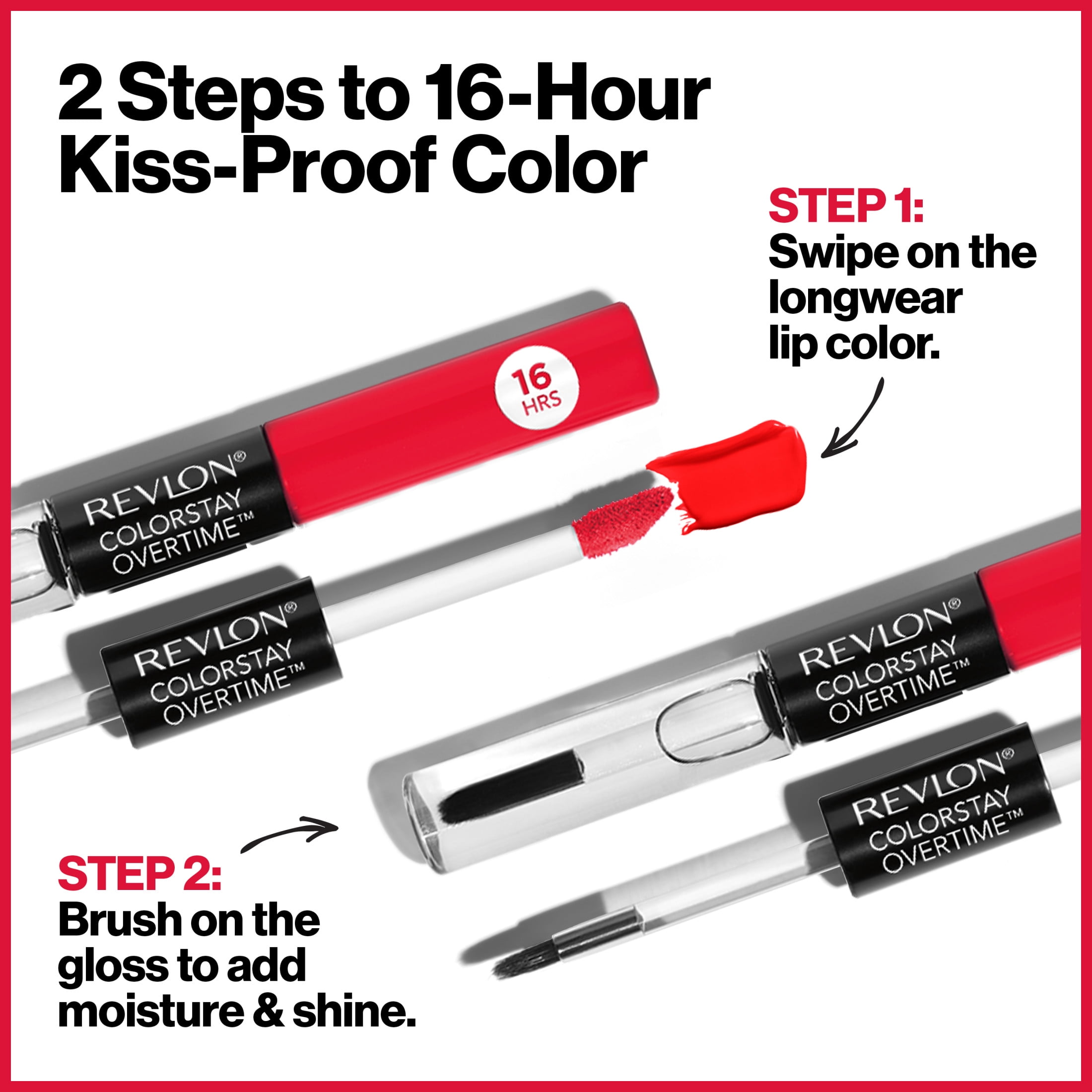 Revlon ColorStay Overtime Longwearing Gloss Lipstick with Vitamin E, 470 All Night Fuchsia, 0.07 fl oz