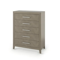 Child Craft Kieran 39" Interlocking 5-Drawer Chest for Nursery or Bedroom, Anti-Tip Kit, Herringbone Design, Crescent Gray