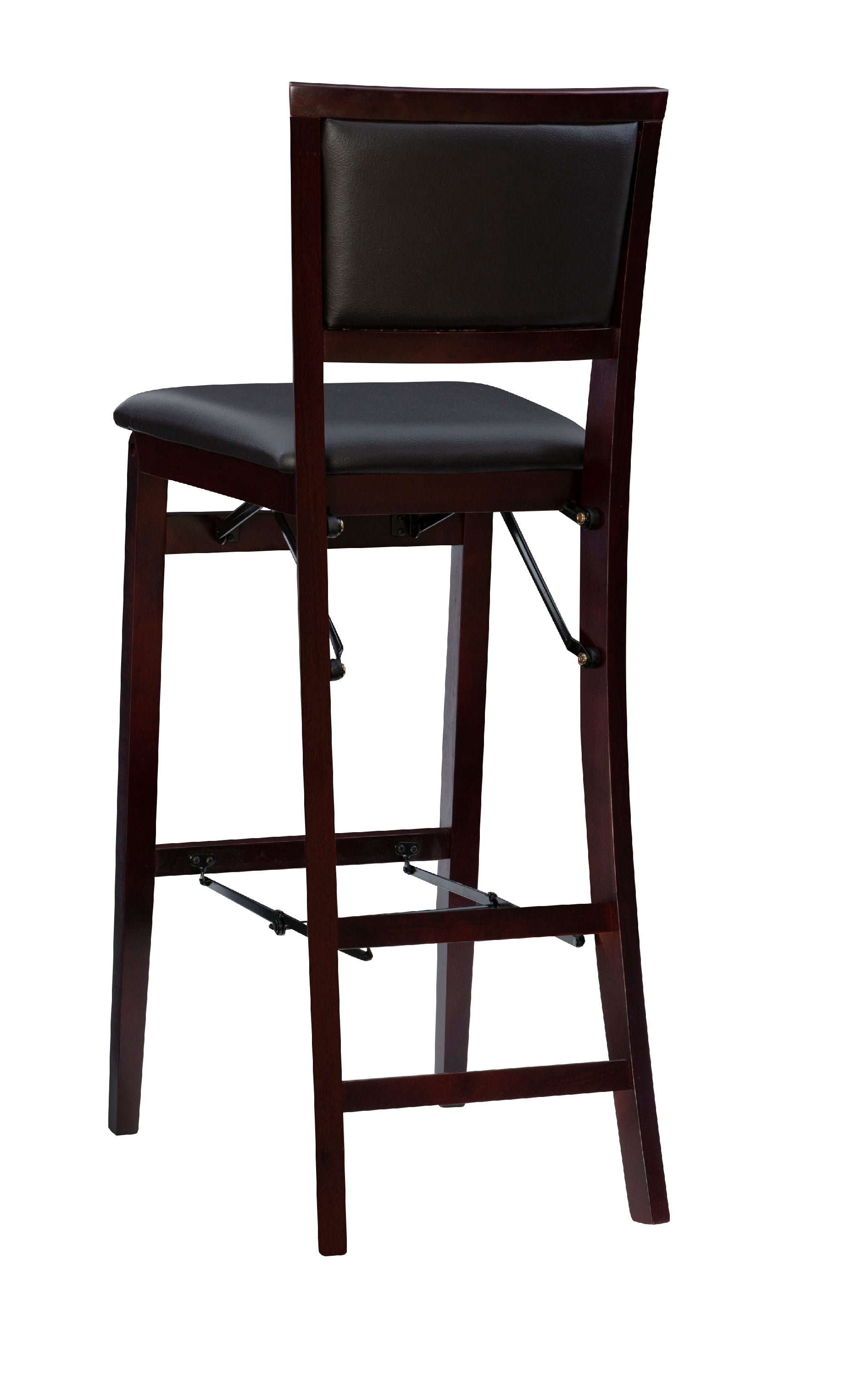 Linon Kristle 30" Folding Mid Back Bar Stool, Merlot/Dark Brown Faux Leather