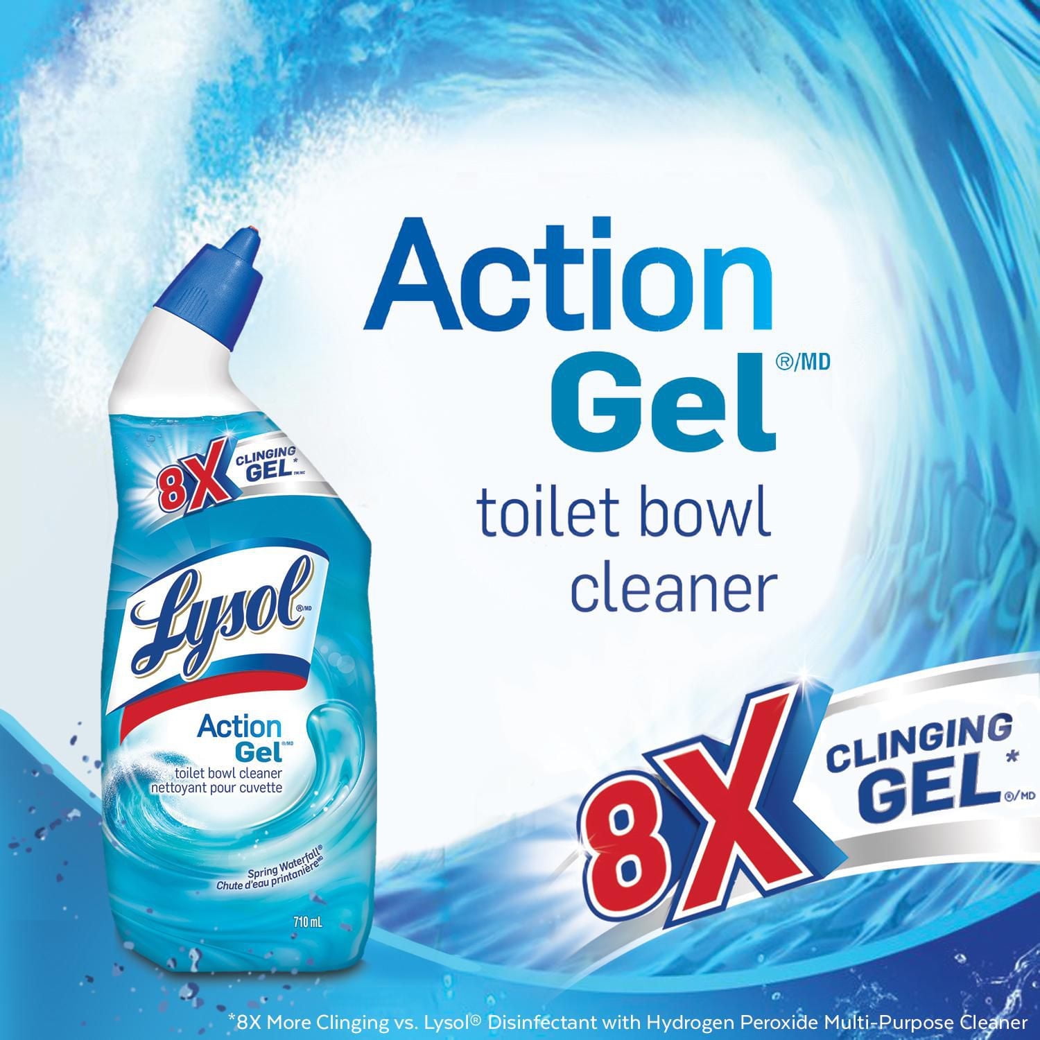 Lysol Toilet Bowl Cleaner, Action Gel, Country, 710ml, 8x Clinging Gel, 710 mL