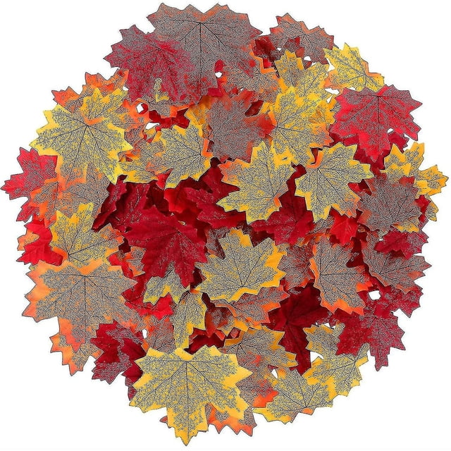 200 hojas de arce artificiales para fiesta de Acción de Gracias (colores de otoño mezclados)