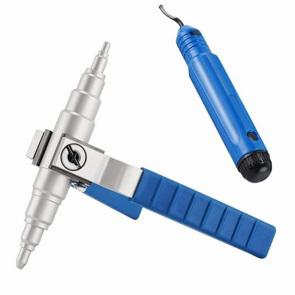 Soft Copper Pipe Tube Expander Universal Hand Tool Manual Refrigeration Tube Expander Kit 3/8in,1/2in,5/8in,3/4in,7/8in,1 x Pipe expanding tool 1 x Edge trimming tool,As Shown