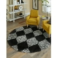 thumbnail image 3 of Unique Loom Serenity Shag Collection Area Rug - Soufriere (3' 3" Round Black and White), 3 of 11