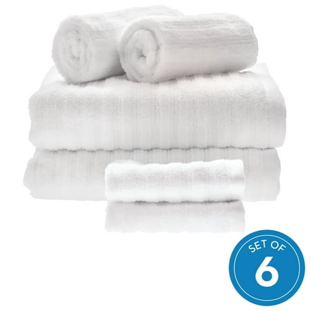 iDesign Ribbed 6-Piece Bath Towel Set with 2 Bath Towels, 2 Hand Towels, and 2 Washcloths -