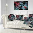 thumbnail image 3 of Designart Turquoise and Red Fractal Flower Pattern - Floral Throw Pillow - 12x20, 3 of 5
