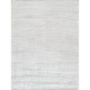 Pasargad Home Slate Collection Hand-Loomed Ivory/Blue Bsilk & Wool Area Rug- 8' 0" X 10' 0"