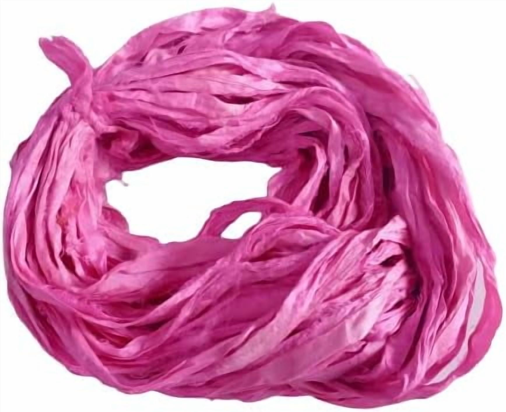 Knitsilk Recycled Sari Silk Ribbon Yarn|Best for Crochet, Knitting, and Embroidery |Sustainable and Unique|50 GMS-30Yards-Hot Pink|Pack of 2