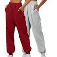 thumbnail image 4 of QATAINLAV Baggy Jogger Pants for Women 2 Pack Cinch Bottom Sweatpants Basic Solid Color Lounge Trousers Casual Elastic Waist Sweat Pants with Pockets Dollar Sales Gray M, 4 of 7