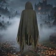 thumbnail image 6 of Robe Distressed Fringe, Halloween Costume, Ghost Cloak, Tattered Grim Reaper, Tattered Grim Reaper Cloak Hooded Gauze Robe Distressed Fringe Halloween Costume for Spooky Season, 6 of 6