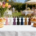 thumbnail image 3 of 3.94" Pastel Flocked Bow-Tied Bunny Set, Pastel Flock Bunnies Figurines with Bow for Spring Easter Home Office Party Table Centerpiece Decoration, 3 of 5
