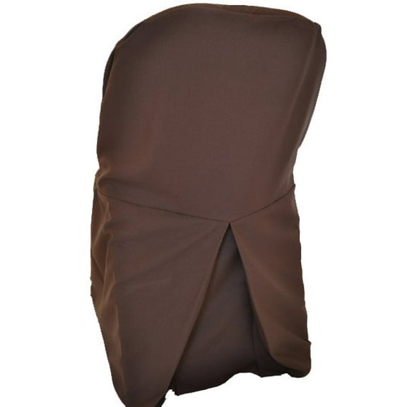 Wedding Linens (2pcs) Polyester Folding Chair Covers for Wedding, Event, Home Décor Use - Chocolate
