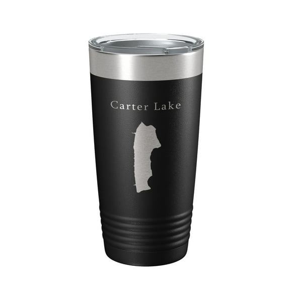 Carter Lake Map Tumbler Travel Mug Insulated Laser Engraved Coffee Cup Colorado 20 oz Black