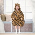 thumbnail image 7 of Wearable Blanket with Sleeves and Pocket Oversized Hooded Sweatshirt 3-14 YR Tiger Stripes Pattern L, 7 of 7