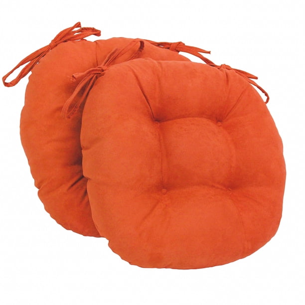 Cojines redondos para silla de microgamuza maciza de 16 pulgadas (juego de 2) - Tangerine Dream Blazing Needles 916x16RD-T-2CH-MS-TD