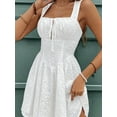 thumbnail image 2 of Backless Lace Up Short Dress 2025 Casual Summer Sleeveless Cute Birthday Party Gown Low Cut Dress White L, 2 of 7