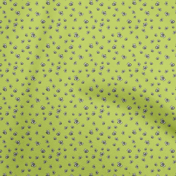 oneOone Polyester Spandex Light Green Fabric Honey Bees Fabric For Sewing Printed Craft Fabric By The Yard 56 Inch Wide